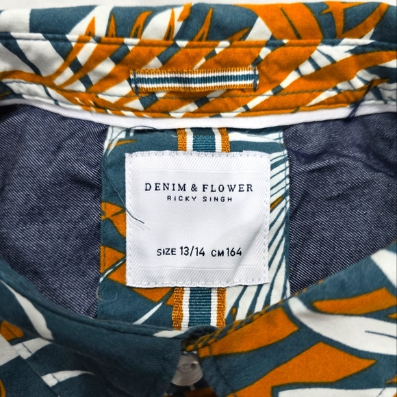 Denim & Flower Hawaiian Button-Up Kids Shirts [69] - Picture 5 of 14